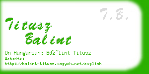 titusz balint business card